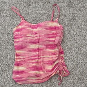 Beach House Bridget Shirred Side Underwire Tankini Top - Pink Multi.